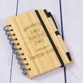 Bloc-notes en bois de bambou personnalisé