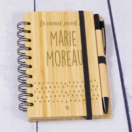 Bloc-notes personnalisé en bambou et stylo assorti