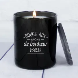 Bougie gravée 'Aromes de bonheur'