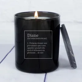 Bougie gravée 'Définition de votre prénom'