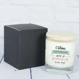 Bougie personnalisée au parfum du bonheur