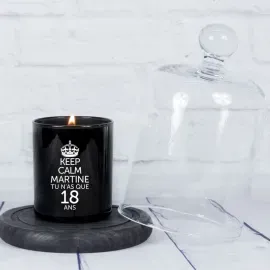 Bougie personnalisée 'Keep calm' avec cloche en verre