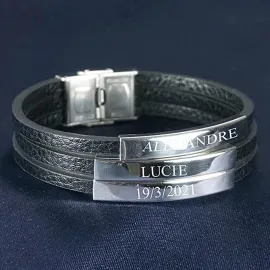 Bracelet en cuir gravé