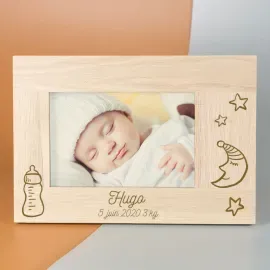 Cadre en chêne personnalisé pour une naissance