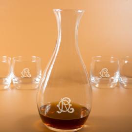 Carafe et verres à whisky avec monogramme