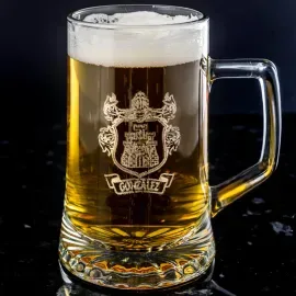 Chope de bière personnalisée avec logo et texte gravés