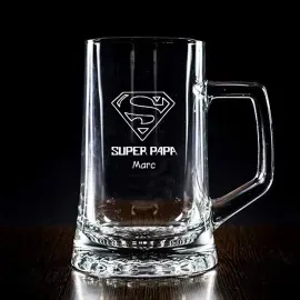 Chope de bière Super papa gravée