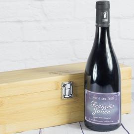 Coffret sommelier gravé avec vin personnalisé