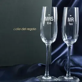 Verres à cava Mme et Monsieur personnalisés