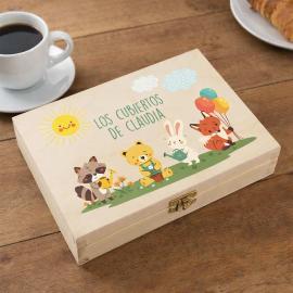 Boîte à couverts personnalisée avec de petits animaux