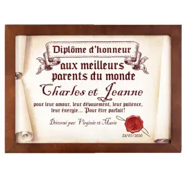 Diplôme en parchemin aux meilleurs parents du  monde