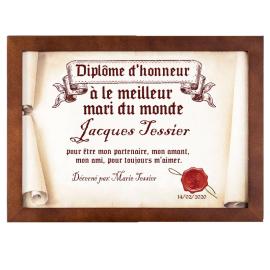 Diplôme en parchemin pour le meilleur mari du monde