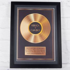 Disque d'or personnalisé dans un cadre