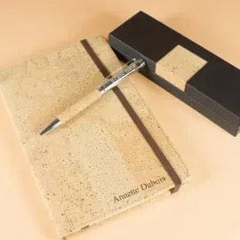 Ensemble personnalisé stylo et bloc notes en liège
