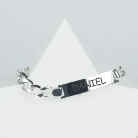 Gourmette pour homme en argent gravée