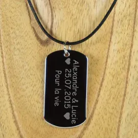 Pendentif plaque militaire gravée