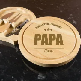 Plateau de fromages en bambou personnalisé pour papa