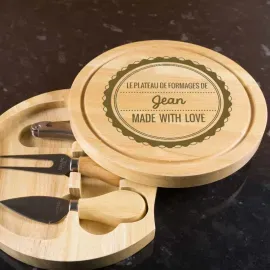 Plateau de fromages personnalisé 'Made with love'