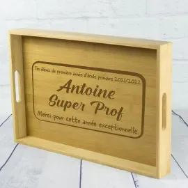Plateau en bois gravé personnalisé 'Super enseignant'