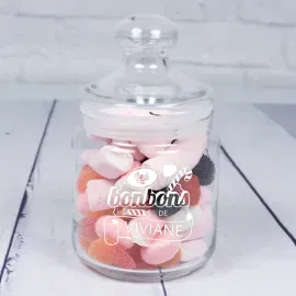 Pot de bonbons en verre personnalisé