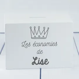 Tirelire en bois personnalisée Couronne