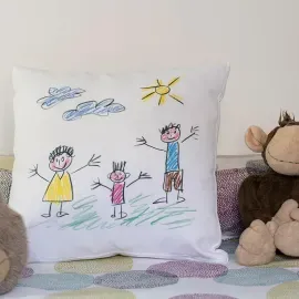 Coussin carré avec le dessin de votre enfant