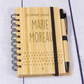 Bloc-notes personnalisé en bambou et stylo assorti