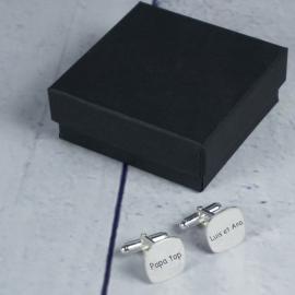 Boutons de manchette en argent carrés personnalisés gravés