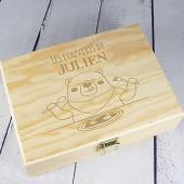 Coffret en bois personnalisé avec dessin d'un ours en peluche