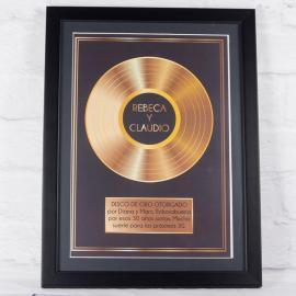 Disque d'or personnalisé dans un cadre