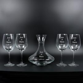 Ensemble carafe et verres gravés personnalisés