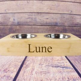 Mangeoire personnalisée pour animaux de compagnie en bambou