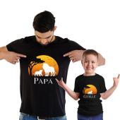 Ensemble de t-shirts noirs personnalisés père et fils avec le nom « Lions »