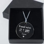 Pendentif en Argent 'Grand-mère, Je t'aime!' gravé