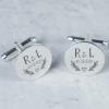 Cadeaux avec le nom: Boutons de manchette en argent gravé pour le marié Cadeaux avec le nom: Boutons de manchette en argent gravé pour le marié