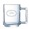 Mugs personnalisés: Tasse en verre personnalisée avec dessin et prénom gravés  Mugs personnalisés: Tasse en verre personnalisée avec dessin et prénom gravés
