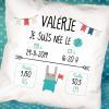 Décoration: Coussin nouveau-né personnalisé Décoration: Coussin nouveau-né personnalisé