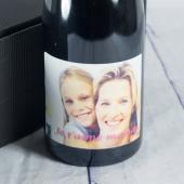 Bouteille de vin 'Je t'aime' avec photo
