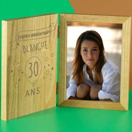 Cadre photo personnalisé en chêne gravé pour anniversaire Cadre photo personnalisé en chêne gravé pour anniversaire