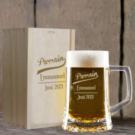Chope de bière parrain personnalisée Chope de bière parrain personnalisée