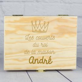 Coffret à couverts en bois personnalisé Coffret à couverts en bois personnalisé