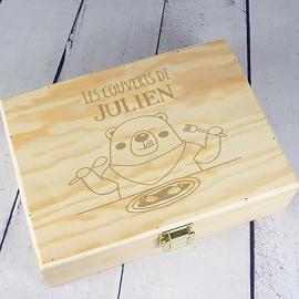 Coffret en bois personnalisé avec dessin d'un ours en peluche Coffret en bois personnalisé avec dessin d'un ours en peluche