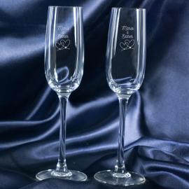 Flûtes à champagne gravées avec cristaux Swarovski pour les couples Flûtes à champagne gravées avec cristaux Swarovski pour les couples