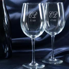 Verres à vin avec initiales gravées Verres à vin avec initiales gravées