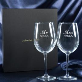 Verres à vin gravés Mr et Mrs Verres à vin gravés Mr et Mrs