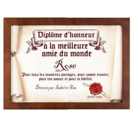 Diplôme en parchemin à la meilleure amie du monde Diplôme en parchemin à la meilleure amie du monde