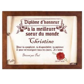 Diplôme en parchemin à la meilleure soeur du monde Diplôme en parchemin à la meilleure soeur du monde