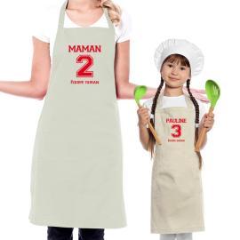 Ensemble de tabliers BIO brodés pour père et enfant Ensemble de tabliers BIO brodés pour père et enfant