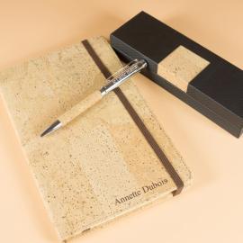 Ensemble personnalisé stylo et bloc notes en liège Ensemble personnalisé stylo et bloc notes en liège
