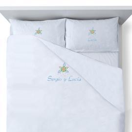 Jeu de draps de lit brodés 'Fleur' Jeu de draps de lit brodés 'Fleur'